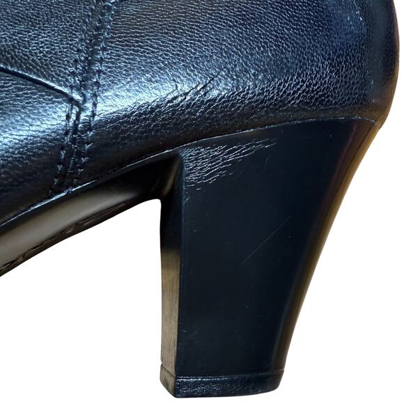 CLARKS Bendables Women's 9W Black Ankle Leather Boots Cone Heel Zip Up READ - Picture 7 of 11